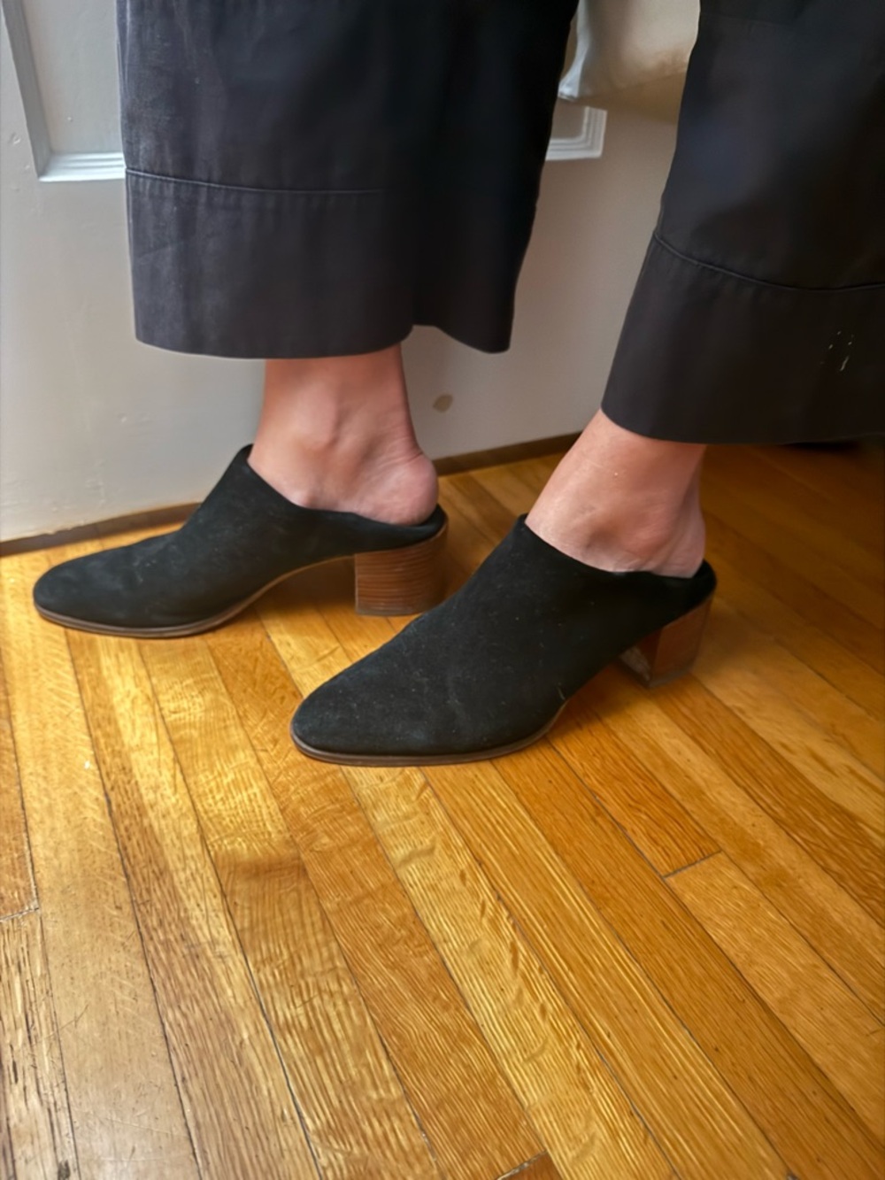 Everlane Black Suede Slip-On Mules